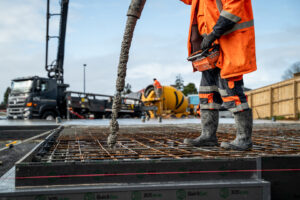 Concrete floor slab pour