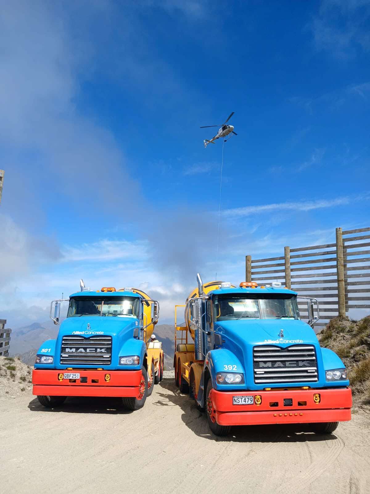 Allied Concrete delivering concrete to a ski field